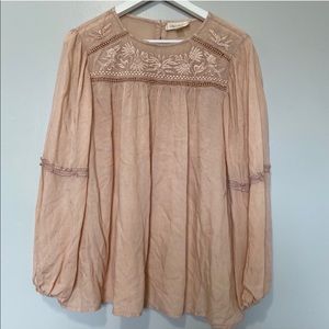 *SOLD Luna Moon Boho Soft Peach Long Sleeve Blouse